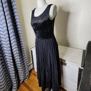 VINTAGE 80s Velvet top Black Tank Top Maxi Dress